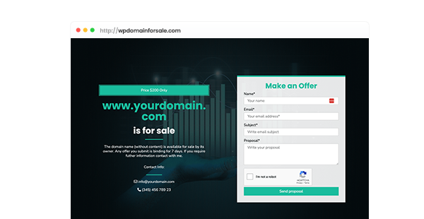 Domain For Sale Plugin