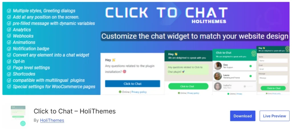 Click to Chat (HoliThemes)