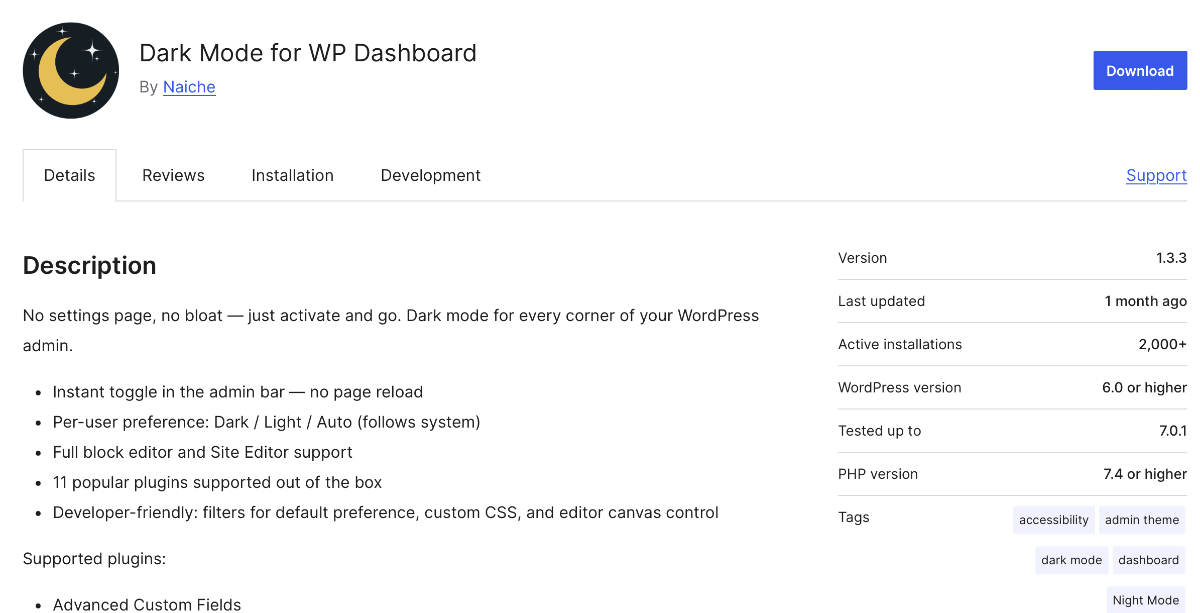Dark Mode for WP Dashboard