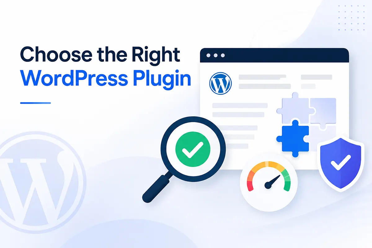 How to choose a WordPress plugin: evaluation checklist showing feature overlap, asset loading, and database impact
